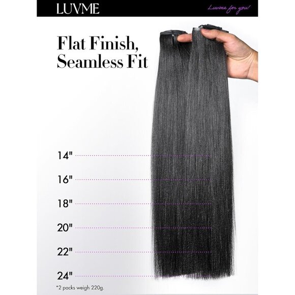 Clip in Hair Extensions Human Remy 16 Inch Black Seamless Soft Natural main image 4